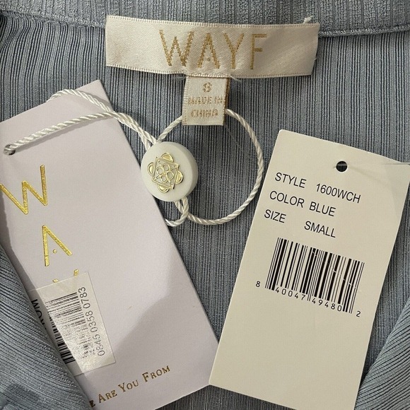 Wayf Naomi Short Sleeve Button Up Collared Top Shirt Blouse Small Blue *… - Picture 7 of 9